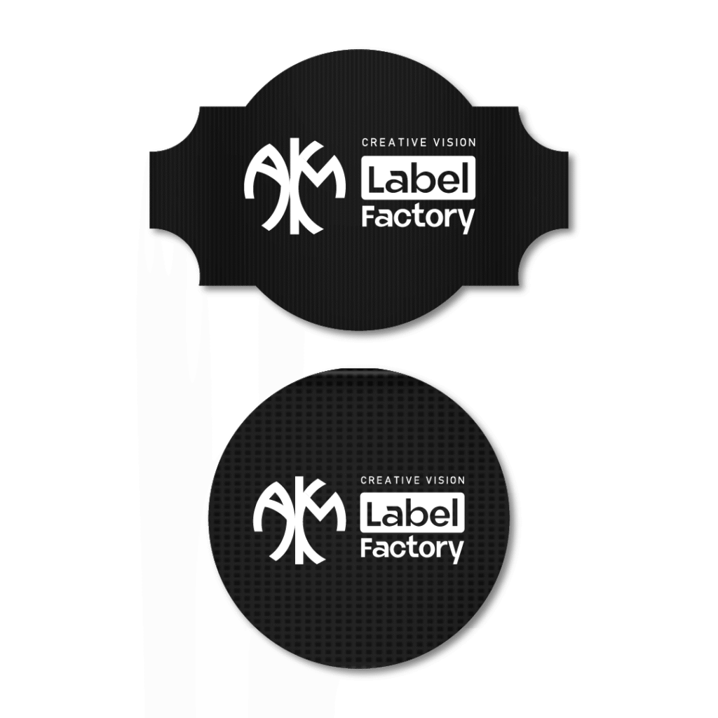 close-up of a custom woven clothing label